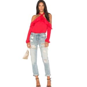 NWT Saylor Cold Shoulder Ruffle Top